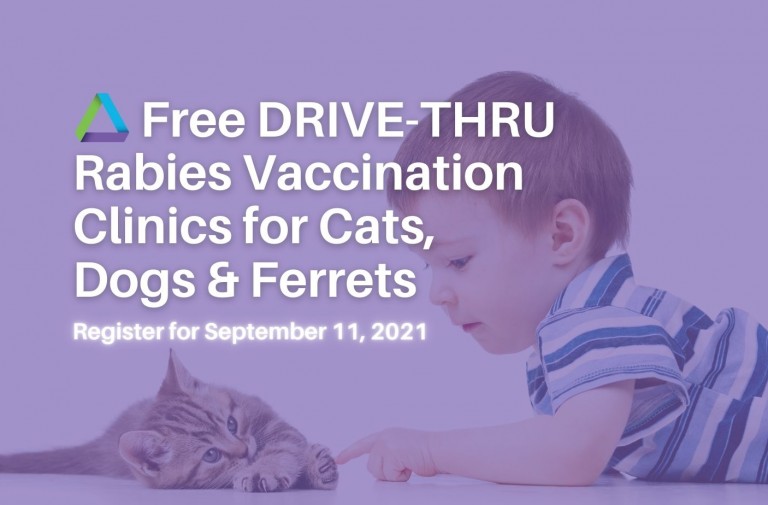 Free DRIVE-THRU Rabies Vaccination Clinics for Cats, Dogs & Ferrets!