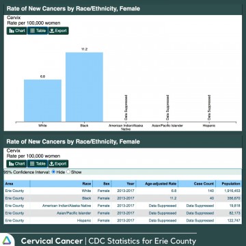 CDC Cervical Cancer Ethnicity Statistics for Erie County